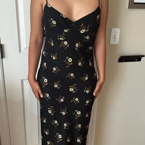 Veronica Beard Black Floral Midi Dress